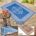 Medallion Design Reversible Outdoor Patio Mat Area Rug, 72" x 48" - Great for Deck, Sunroom, RV, Camping, Blue   